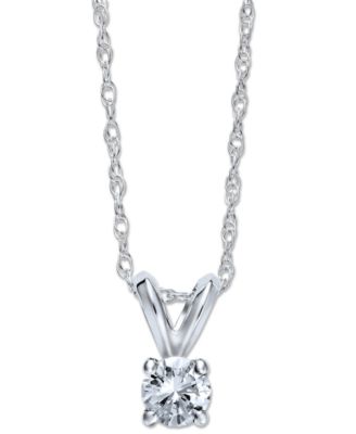 Macy's - Round-Cut Diamond Pendant Necklace in 10k White Gold (1/4 ct. t.w.)