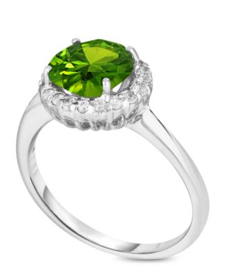 Macy's - Simulated Birthstone Round Cubic Zirconia Halo Solitaire Ring in Fine Silver Plate