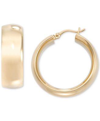 Macy's - Wide Polished Small Hoop Earrings in 14k Gold-Plated Sterling Silver or Sterling Silver, 20mm