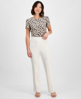 AK Anne Klein - Petite Pull-On Crepe Trousers