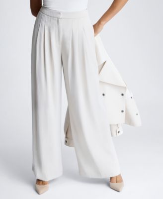 Kenneth Cole - Women's High-Rise Fly-Front Triple-Pleat Wide-Leg Pants