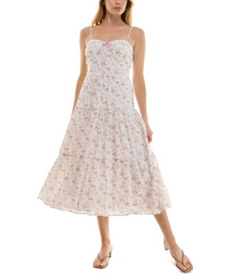 Trixxi - Juniors' Floral-Print Tiered Midi Dress