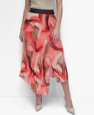 DKNY - Women's Pleated Asymmetrical-Hem Skirt