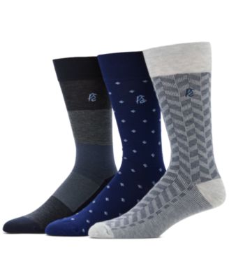 Perry Ellis Portfolio - Men's 3-Pk. Assorted Patterned Crew Socks