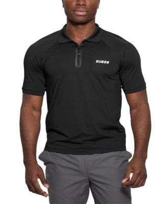 GUESS - Men's Jaiss Slim-Fit Short Sleeve Quarter-Zip Polo Shirt