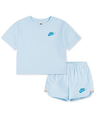 Nike - Little Girls Let's Roll Towel Terry T-Shirt & Shorts, 2 Piece Set