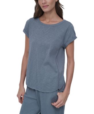 DKNY - Women's V-Inset Roll-Sleeve T-Shirt