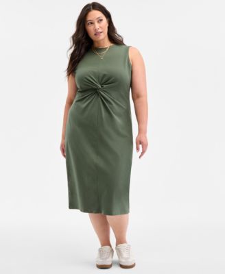 On 34th - Trendy Plus Size Knot-Front Knit Midi Dress