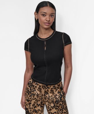 DKNY - Women's Contrast-Stitch Top