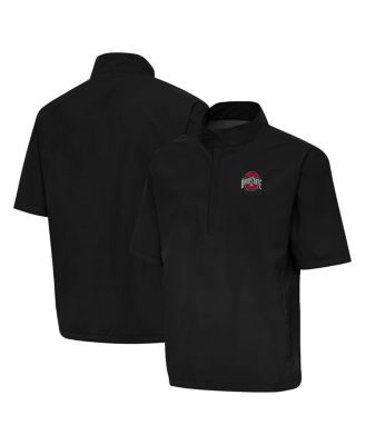 Antigua - Men's Black Ohio State Buckeyes Brisk Short Sleeve Quarter-Zip Windshirt