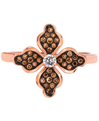 Le Vian - Chocolate Diamond & Vanilla Diamond Flower Ring (1/4 ct. t.w.) in 14k Rose Gold