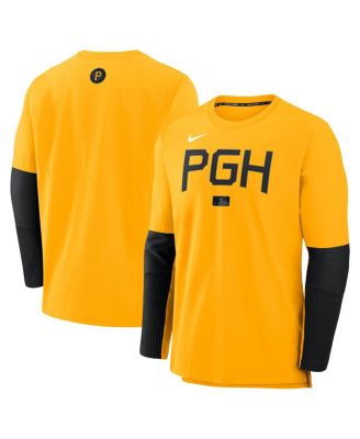 Nike - Men's Gold Pittsburgh Pirates Authentic Collection City Connect Lightweight Player Tri-Blend Performance Long Sleeve T-Shirt