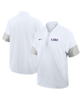 Nike - Men's White LSU Tigers 2025 Sideline Short Sleeve Quarter-Zip Coach Jacket