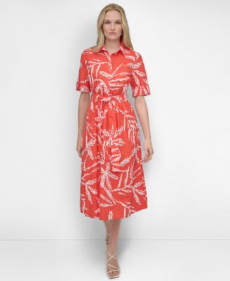 DKNY - Women's Printed Cotton Shirt Dress