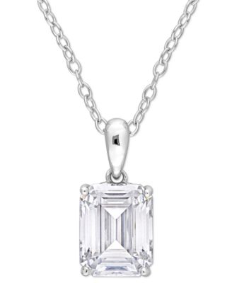 Macy's - Moissanite Baguette Solitaire 18" Pendant Necklace (2-1/2 ct. t.w.) in Sterling Silver
