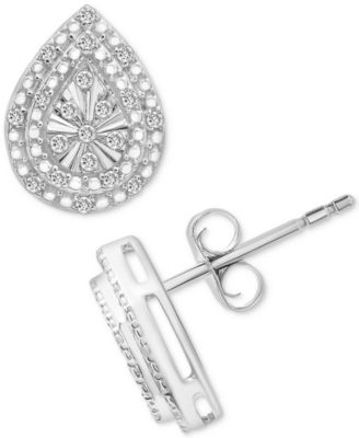 Macy's - Diamond Pear Cluster Stud Earrings (1/4 ct. t.w.) in Sterling Silver
