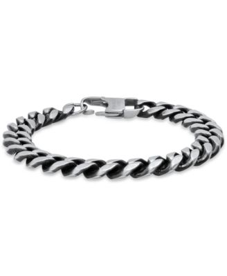 STEELTIME - Men's Gunmetal-Tone Stainless Steel Cuban Link Chain Bracelet