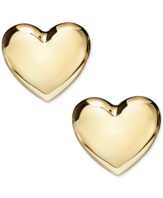 Macy's - Polished Puffed Heart Stud Earrings in 10k Yellow Gold
