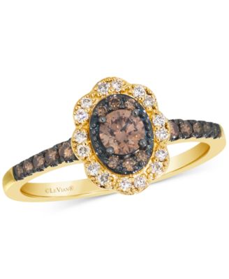 Le Vian - Chocolate Diamond & Nude Diamond Halo Ring (1/2 ct. t.w.) in 14k Gold