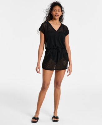 DKNY - Women's Mesh Drawstring Tunic Swim Cover-Up