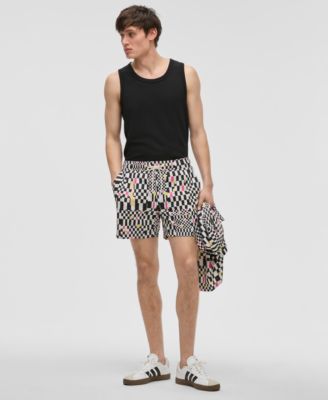 Mode of One - Men's Mixed Check Regular-Fit Printed Swim Trunks