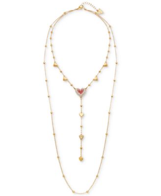 GUESS - Gold-Tone Crystal Heart Layered Necklace