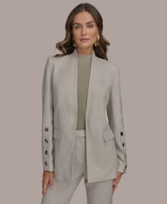 Donna Karan New York - Women's Linen-Blend Button-Sleeve Blazer