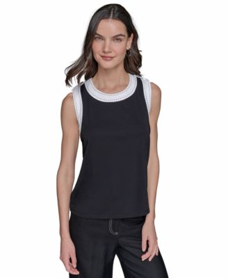 KARL LAGERFELD PARIS - Women's Button-Tab Tank Top