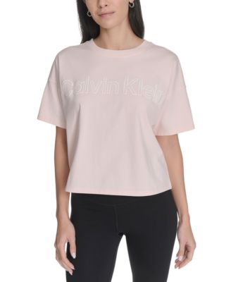 Calvin Klein - Women's Cotton Puff-Logo Cropped T-Shirt