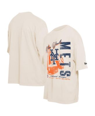 New Era - Men's Cream New York Mets Cooperstown Collection Oversized Throwback Distressed T-shirt