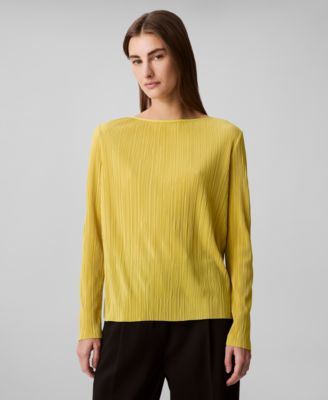 Calvin Klein - Women's Pliss&eacute; Long-Sleeve Top