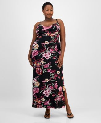 B Darlin - Trendy Plus Size Floral Mesh Maxi Dress