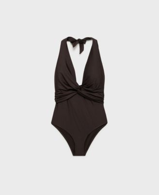 MANGO - Women's Draped Halter Swimsuit