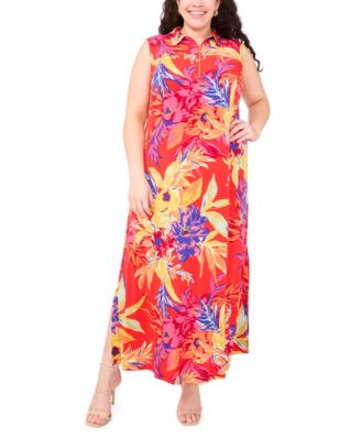 MSK - Plus Size Printed Jersey Sleeveless Maxi Dress