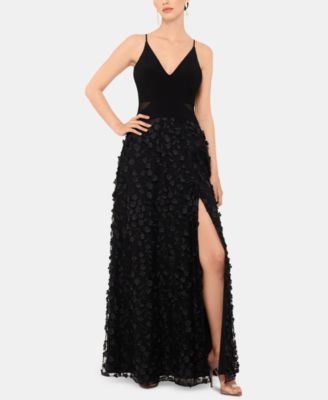 XSCAPE - Petite Sleeveless Floral-Textured Gown