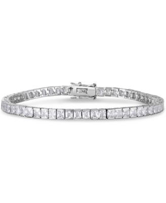 Macy's - Cubic Zirconia Rounds Line Bracelet in Fine Silver Plate