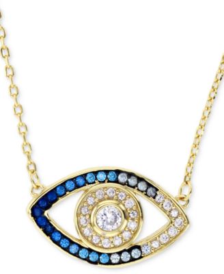 Macy's - Cubic Zirconia Evil Eye Pendant Necklace in 14k Gold-Plated Sterling Silver, 16" + 1" extender