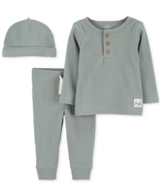 Carter's - Baby 3-Pc. Ribbed Cap, T-Shirt & Pants Set
