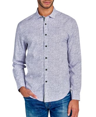 Society of Threads - Men's Geometric Print Long Sleeve Button-Front Performance Shirt