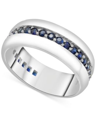 Macy's - Men's Sapphire Polished Band (1-1/4 ct. t.w.) in Sterling Silver (Also in Ruby)