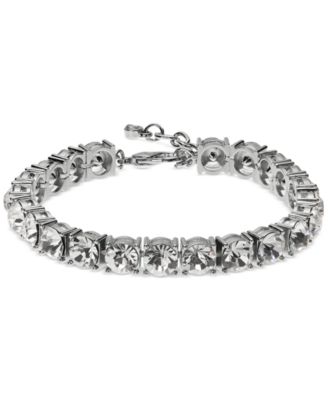 On 34th - Silver-Tone Crystal Tennis-Style Flex Bracelet