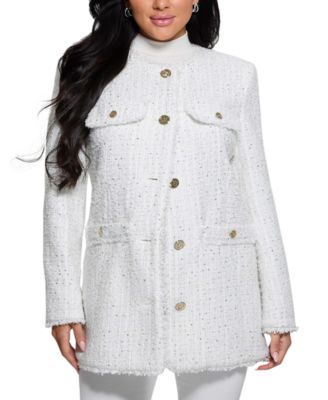 GUESS - Women's Noelie Tweed Sequinned Jacket