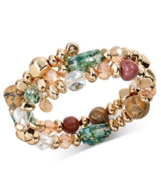 Style & Co - Beaded Gold-Tone Coil Bracelet