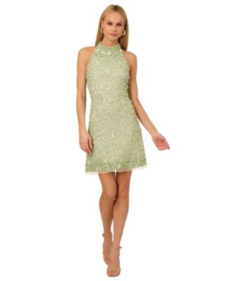 Adrianna - Women's Embellished Halter-Neck Sleeveless Shift Dress
