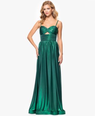 Blondie Nites - Juniors' Metallic Twist-Front Gown