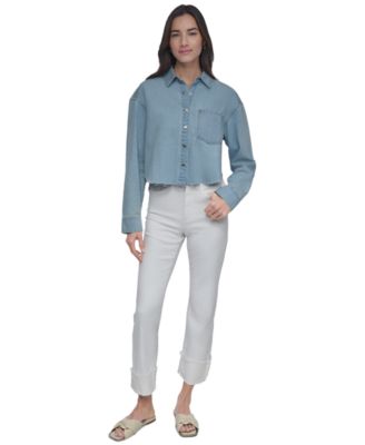 DKNY Jeans - Women's Cropped Chambray Shirt
