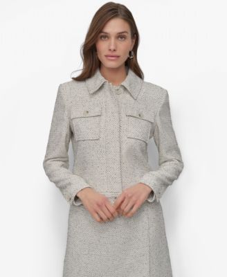 DKNY - Women's Button-Front Long-Sleeve Crop Jacket
