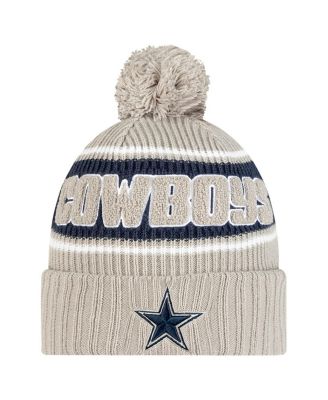 New Era - Men's Gray Dallas Cowboys 2024 Sideline Sport Cuffed Knit Hat with Pom