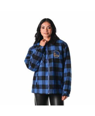 The Wild Collective - Men's and Women's Black Golden State Warriors Flannel Full-Zip Shacket