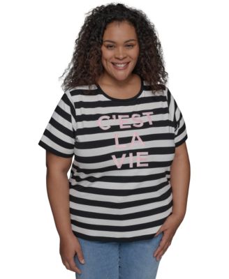 KARL LAGERFELD PARIS - Plus Size C'est La Vie Striped Tee